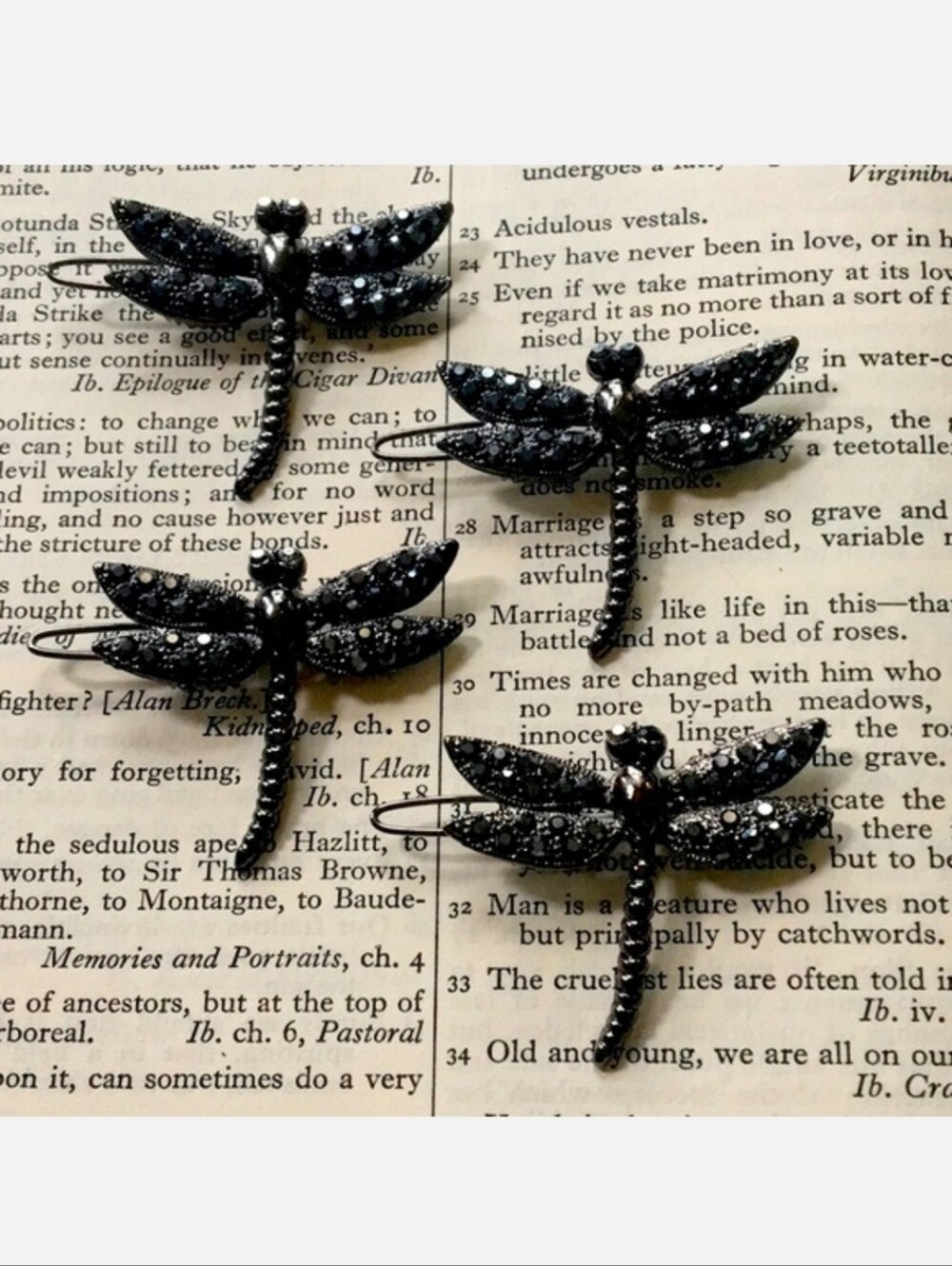 Dragonfly Marcasite Gunmetal Barrettes Hair Jewelry NEW NWOT